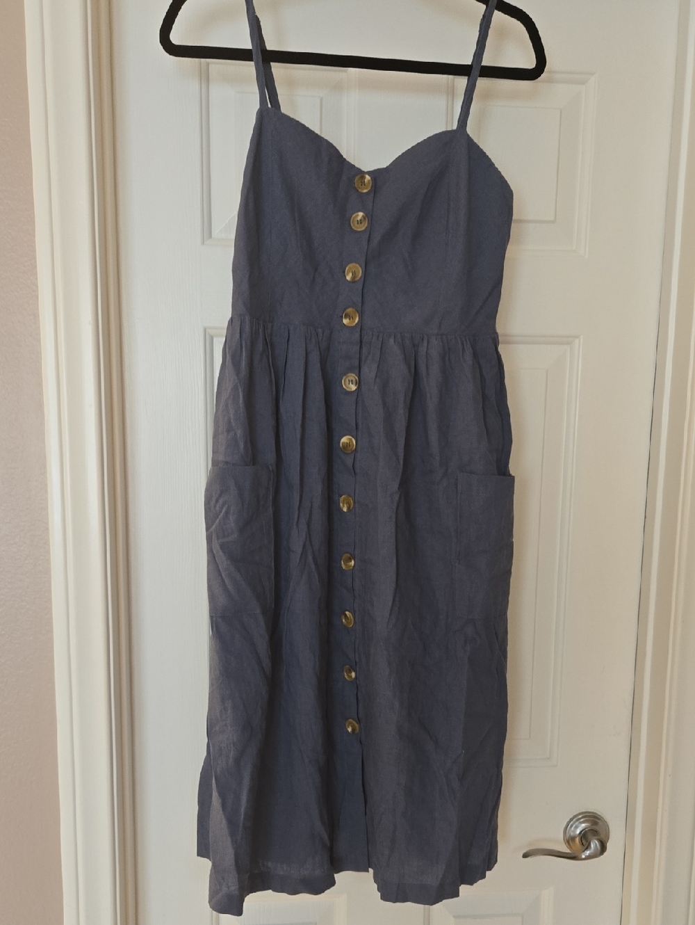 Mod Ref Navy Button-Front Midi Sundress